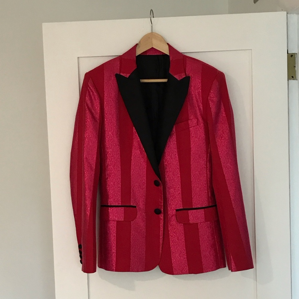 Men’s Mr. Turk pink red stripe festive blazer - Picture 1 of 11